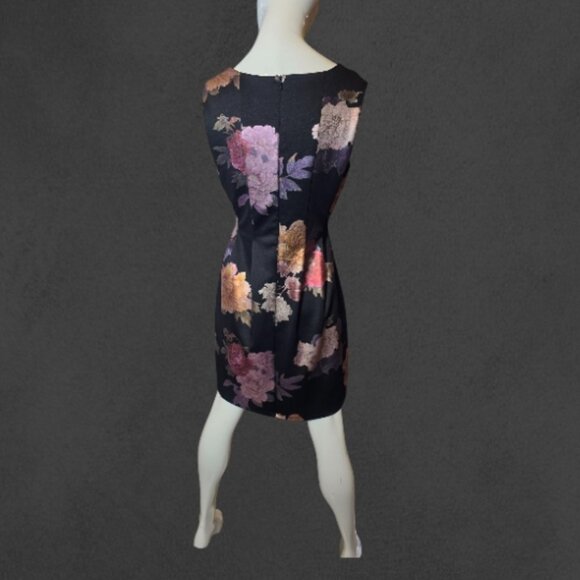 Black Dress With Metallic Flowers STELLA & JULIE sz 10 - Picture 4 of 5